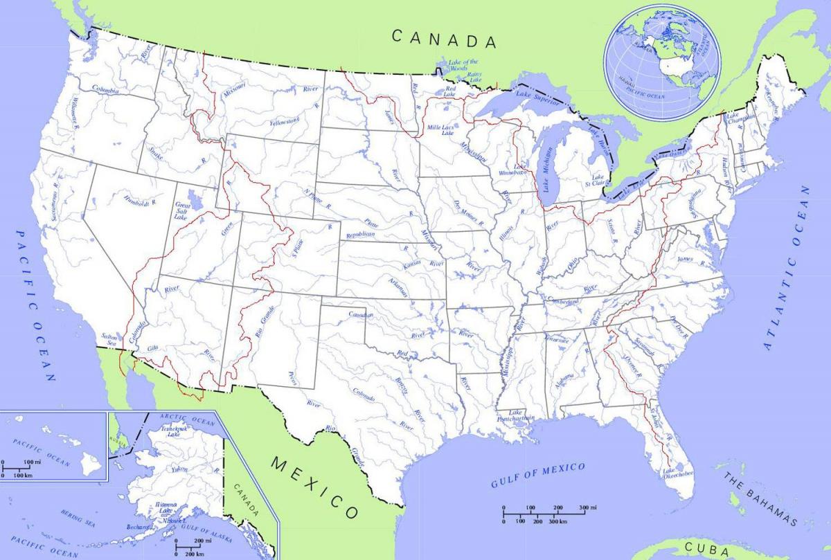 美国的河流地图