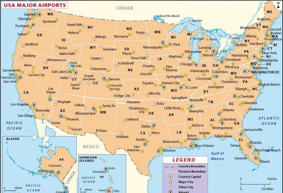 美国机场地图