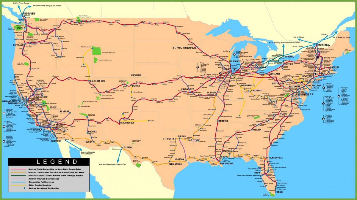 美国火车线路图